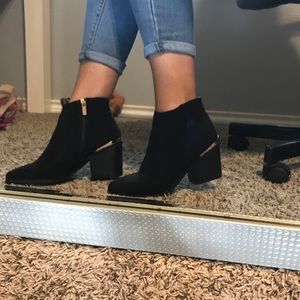 Black suede booties